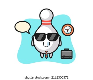 Cartoon mascot of bowling pin as a businessman , cute style design for t shirt, sticker, logo element