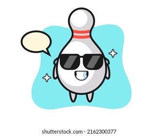 Cartoon mascot of bowling pin with cool gesture , cute style design for t shirt, sticker, logo element