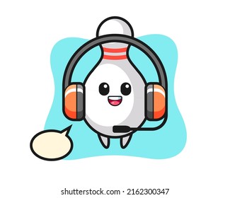 Cartoon mascot of bowling pin as a customer service , cute style design for t shirt, sticker, logo element