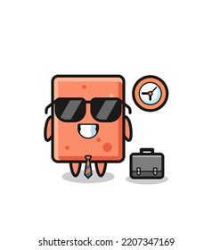Cartoon mascot of brick as a businessman , cute design