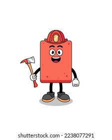 Cartoon mascot of brick firefighter , character design