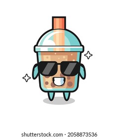 Cartoon mascot of bubble tea with cool gesture , cute style design for t shirt, sticker, logo element