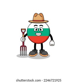 Cartoon mascot of bulgaria flag farmer , character design