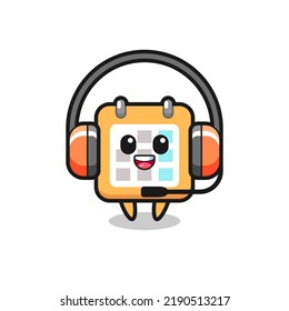 Cartoon mascot of calendar as a customer service , cute style design for t shirt, sticker, logo element