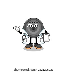 Cartoon mascot of camera lens doctor , character design
