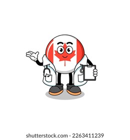 Cartoon mascot of canada flag doctor , character design