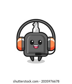 Cartoon mascot of car key as a customer service , cute style design for t shirt, sticker, logo element