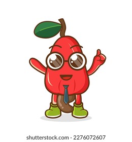 Cartoon mascot of cashew apple as a businessman