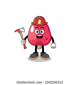 Cartoon mascot of cashew firefighter , character design