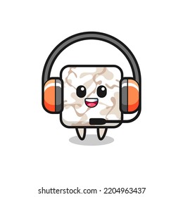 Mascota de caricatura de cerámica como servicio de atención al cliente, diseño lindo