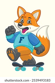 Cartoon Mascot Character Fox Skater Logo