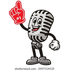 Cartoon mascot character Microphone with Foam finger