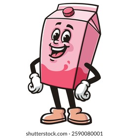 Cartoon mascot character Milk Box is laughing happily