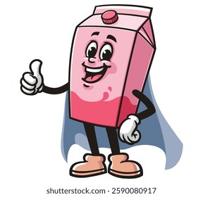 Cartoon mascot character Milk Box with superhero style