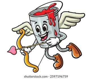 Cartoon mascot character Paint Bucket as Cupid