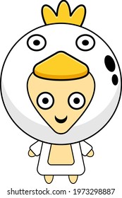 cartoon mascot character vector illustration for cute little chicken costume