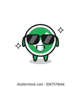 Cartoon mascot of check mark with cool gesture , cute design