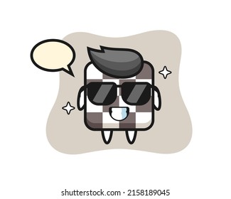 Cartoon mascot of chess board with cool gesture , cute style design for t shirt, sticker, logo element