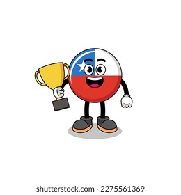 Cartoon mascot of chile flag number 1 fans , character design