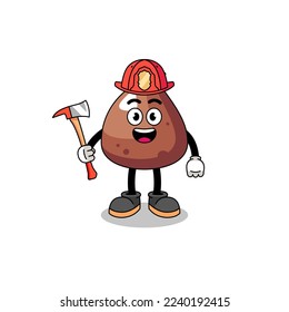 Cartoon mascot of choco chip firefighter , character design