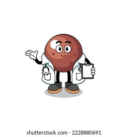 Cartoon mascot of chocolate ball doctor , character design