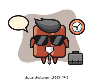 Cartoon mascot of chocolate bar as a businessman, cute style design for t shirt, sticker, logo element