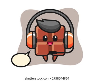 Cartoon mascot of chocolate bar as a customer service, cute style design for t shirt, sticker, logo element