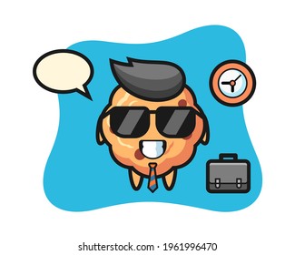 Cartoon mascot of chocolate chip cookie as a businessman, cute style design for t shirt, sticker, logo element