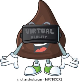 A cartoon mascot of chocolate conitos enjoying game with Virtual reality headset