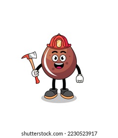 Cartoon mascot of chocolate drop firefighter , character design