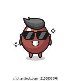 Cartoon mascot of chocolate egg with cool gesture , cute design