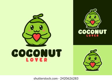 Cartoon Mascot Coconut Love Logo Design