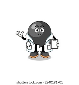 Cartoon mascot of comma symbol doctor , character design