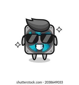 Cartoon mascot of computer fan with cool gesture , cute style design for t shirt, sticker, logo element