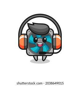 Cartoon mascot of computer fan as a customer service , cute style design for t shirt, sticker, logo element