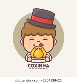 cartoon mascot with  coxinha. vector illustrations with outline style, suitable for, logo brand, stickers, icons, etc.