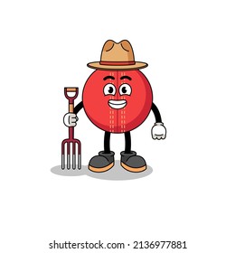 Cartoon mascot of cricket ball farmer , character design