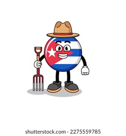 Cartoon mascot of cuba flag farmer , character design