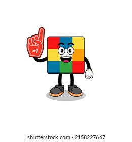 Cartoon mascot of cube puzzle number 1 fans , character design