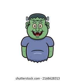 Cartoon Mascot Of Cute Frankenstein Man. Vector And Illustration