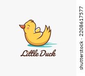 Cartoon mascot cute little duck logo vector design on white background