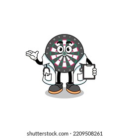 Cartoon mascot of dart board doctor , character design