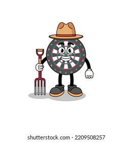 Cartoon mascot of dart board farmer , character design