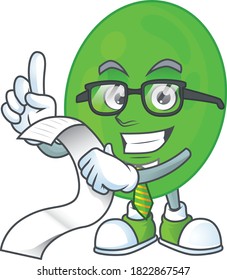 cartoon mascot design of cocci holding a menu list. Vector illustration