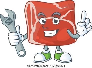 Cartoon mascot design concept of beef mechanic