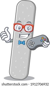 Cartoon Mascot design of emery boards gamer using controller. Vector illustration
