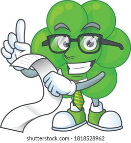 diseño de mascota de dibujos animados de staphylococcus aureus con una lista de menús. Ilustración del vector