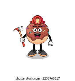 Cartoon mascot of donuts firefighter , character design