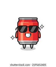 Cartoon mascot of drink can with cool gesture , cute style design for t shirt, sticker, logo element