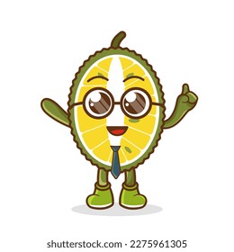Cartoon mascot of durian as a businessman